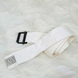 Armani Exchange white belt metal buckle